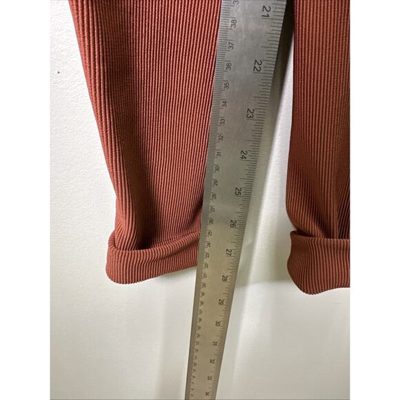 AMERICAN APPAREL RIDING PANT S Ribbed Equestrian Henna Rust Brown High Rise - Picture 9 of 10